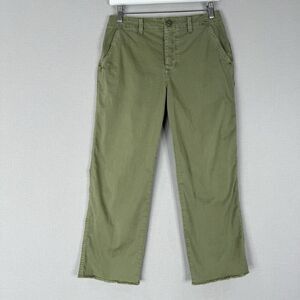 Sanctuary‎ Womens Pants 27 Green Chino Straight Leg Button Fly Raw Hem Comfy